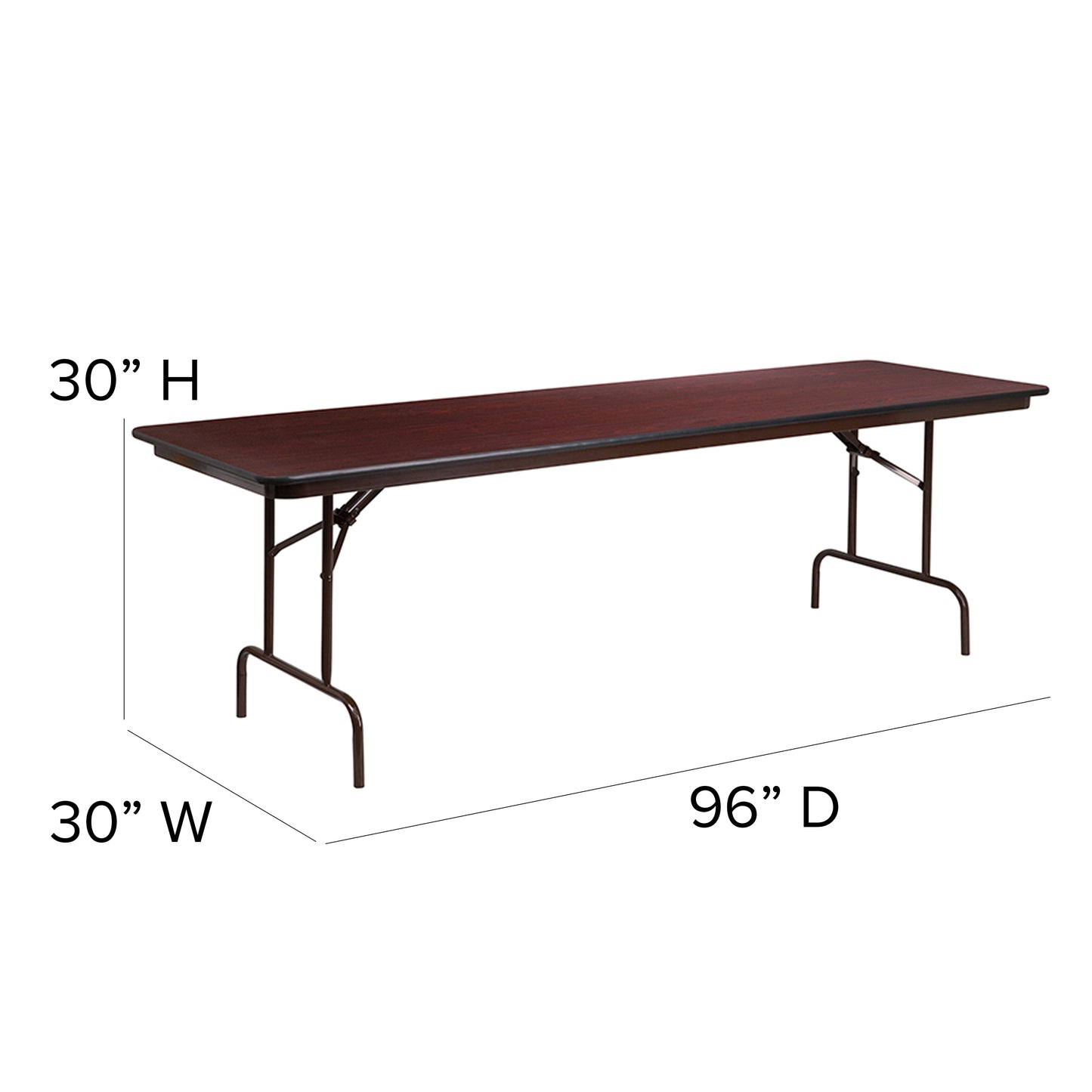 Frankie 8-Foot Mahogany Melamine Laminate Folding Banquet Table