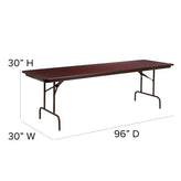 Frankie 8-Foot Mahogany Melamine Laminate Folding Banquet Table
