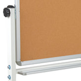 HERCULES Series 45.25"W x 54.75"H Reversible Mobile Cork Bulletin Board and White Board with Pen Tray