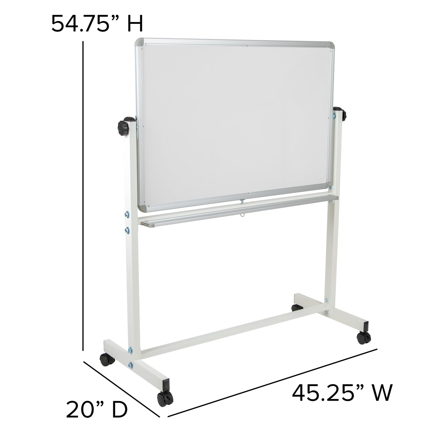 HERCULES Series 45.25"W x 54.75"H Double-Sided Mobile White Board with Pen Tray