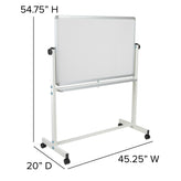 HERCULES Series 45.25"W x 54.75"H Double-Sided Mobile White Board with Pen Tray