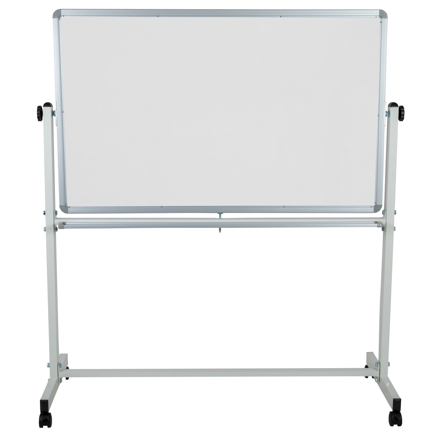 HERCULES Series 53"W x 59"H Reversible Mobile Cork Bulletin Board and White Board with Pen Tray