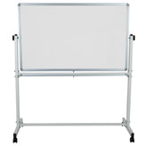 HERCULES Series 53"W x 59"H Reversible Mobile Cork Bulletin Board and White Board with Pen Tray