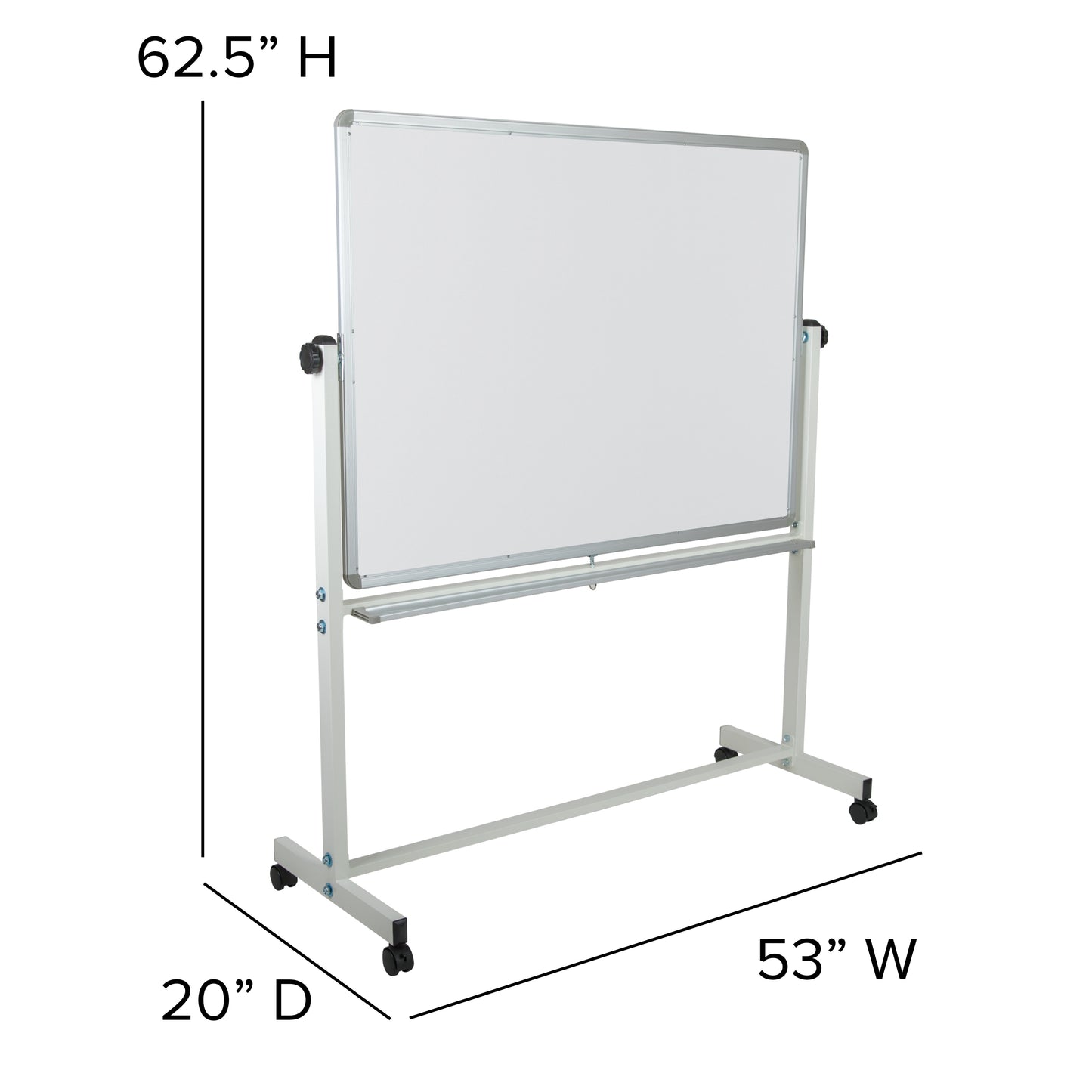 HERCULES Series 53"W x 62.5"H Double-Sided Mobile White Board with Pen Tray