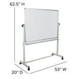 HERCULES Series 53"W x 62.5"H Double-Sided Mobile White Board with Pen Tray