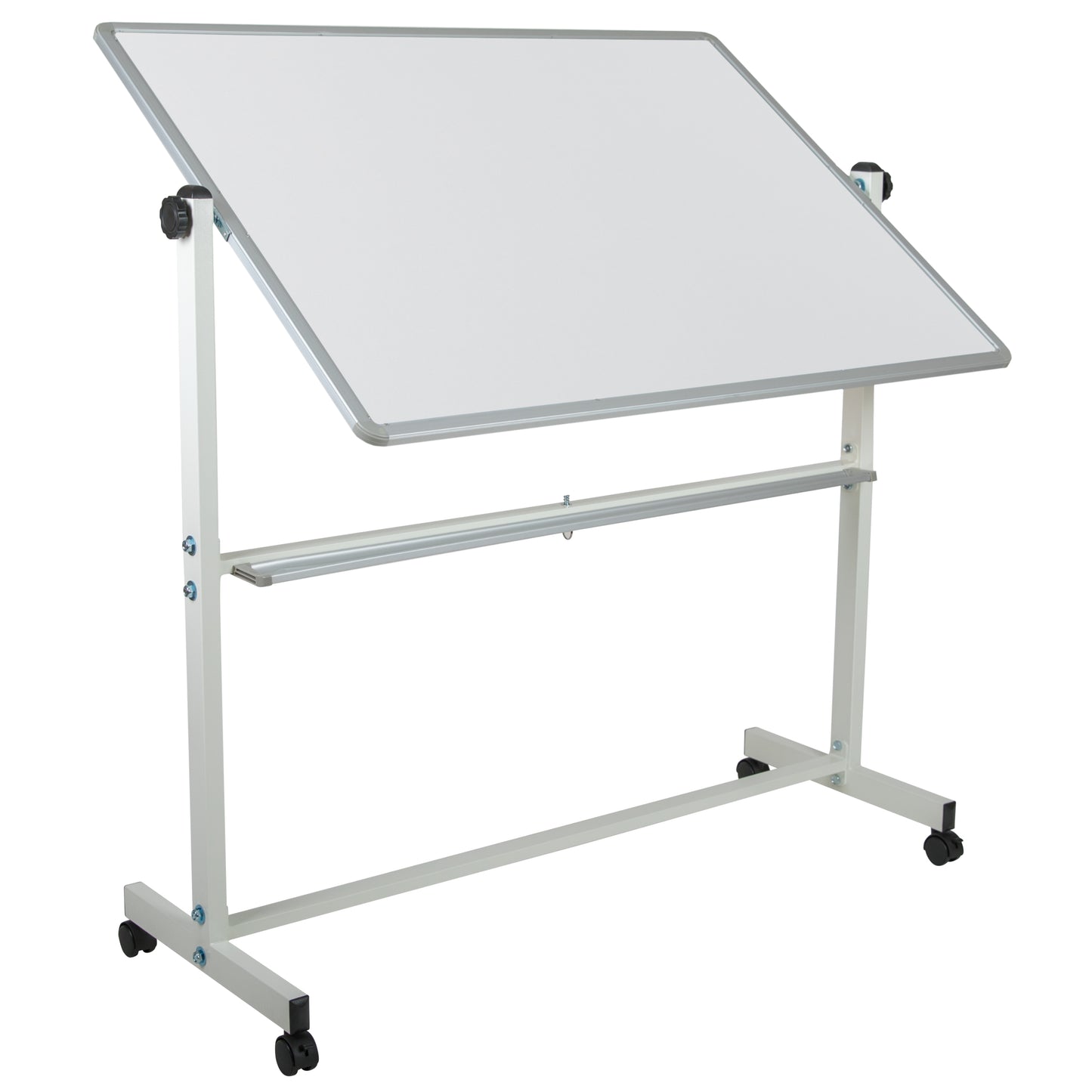 HERCULES Series 53"W x 62.5"H Double-Sided Mobile White Board with Pen Tray