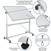 HERCULES Series 53"W x 62.5"H Double-Sided Mobile White Board with Pen Tray