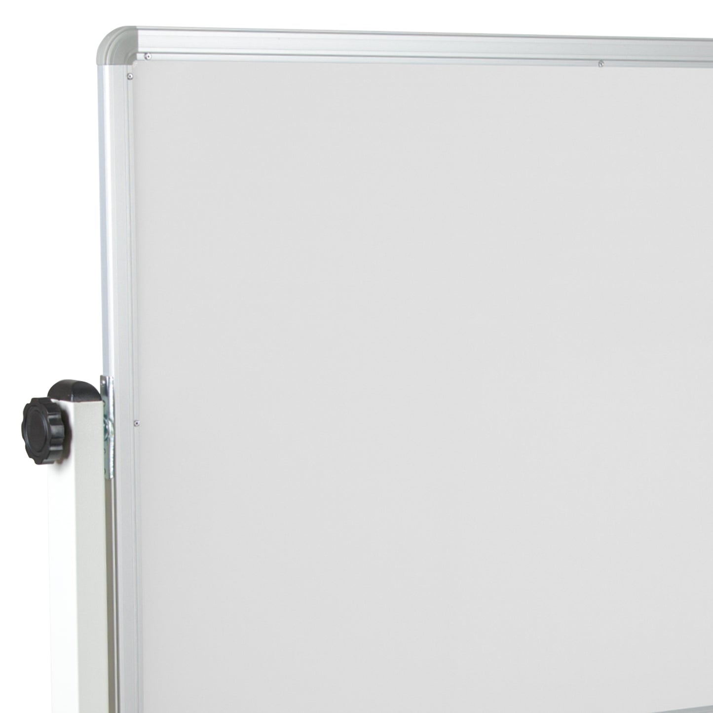 HERCULES Series 64.25"W x 64.75"H Reversible Mobile Cork Bulletin Board and White Board with Pen Tray