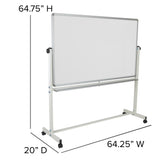 HERCULES Series 64.25"W x 64.75"H Double-Sided Mobile White Board with Pen Tray