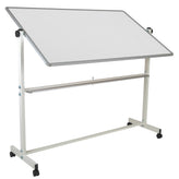 HERCULES Series 64.25"W x 64.75"H Double-Sided Mobile White Board with Pen Tray