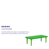 Wren 24''W x 48''L Rectangular Green Plastic Height Adjustable Activity Table