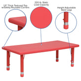 Wren 24''W x 48''L Rectangular Red Plastic Height Adjustable Activity Table