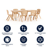 Emmy 24"W x 48"L Rectangular Natural Plastic Height Adjustable Activity Table Set with 6 Chairs