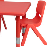 Emmy 24''W x 48''L Rectangular Red Plastic Height Adjustable Activity Table Set with 4 Chairs