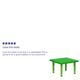 Wren 24'' Square Green Plastic Height Adjustable Activity Table