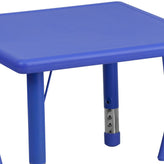 Emmy 24'' Square Blue Plastic Height Adjustable Activity Table Set with 2 Chairs
