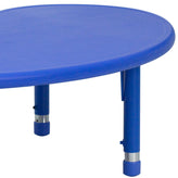 Wren 35''W x 65''L Half-Moon Blue Plastic Height Adjustable Activity Table