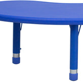 Wren 35''W x 65''L Half-Moon Blue Plastic Height Adjustable Activity Table