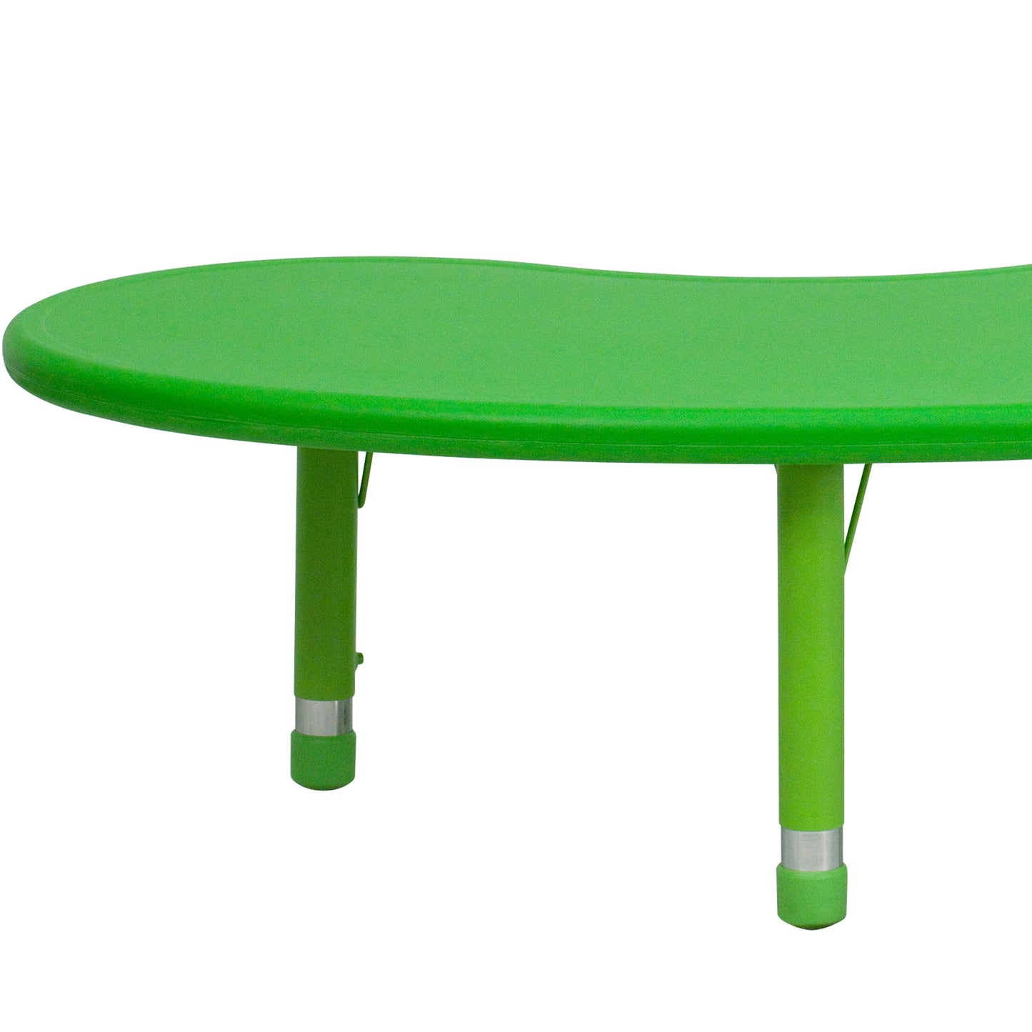 Wren 35''W x 65''L Half-Moon Green Plastic Height Adjustable Activity Table