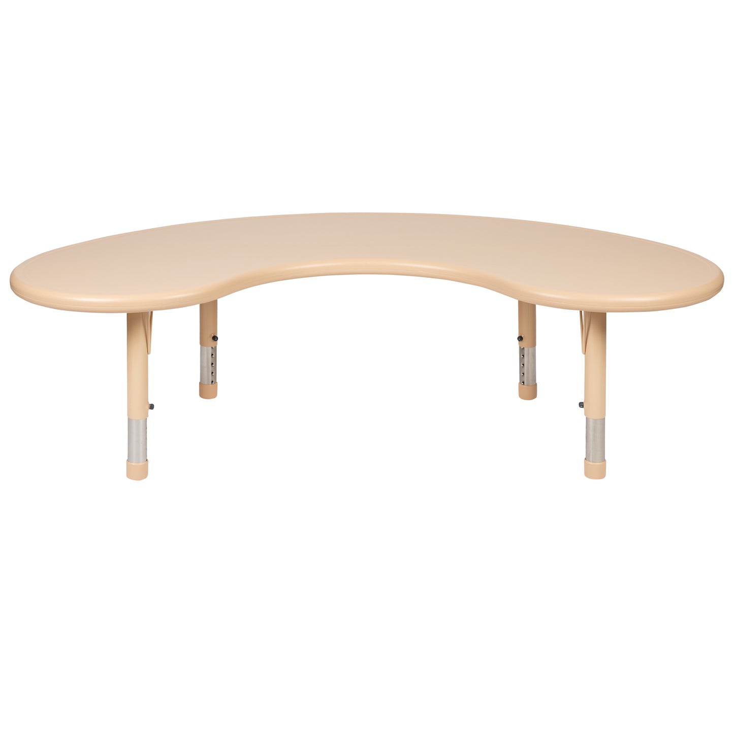 Wren 35"W x 65"L Half-Moon Natural Plastic Height Adjustable Activity Table