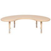 Wren 35"W x 65"L Half-Moon Natural Plastic Height Adjustable Activity Table