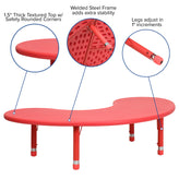 Wren 35''W x 65''L Half-Moon Red Plastic Height Adjustable Activity Table