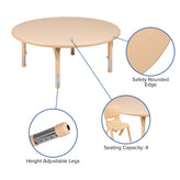 Wren 45" Round Natural Plastic Height Adjustable Activity Table
