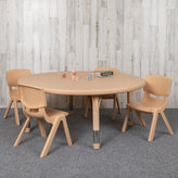 Emmy 45" Round Natural Plastic Height Adjustable Activity Table Set with 4 Chairs