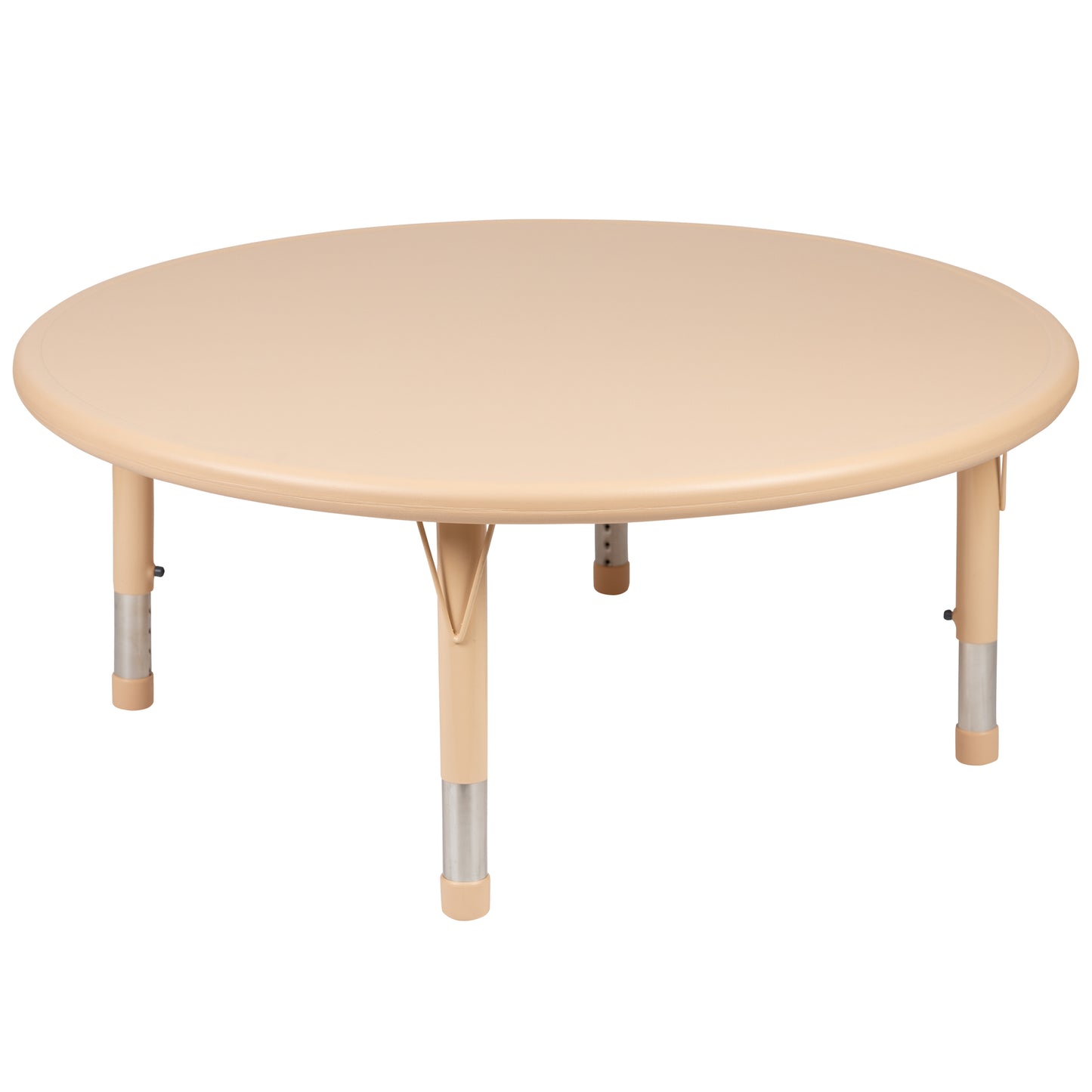 Emmy 45" Round Natural Plastic Height Adjustable Activity Table Set with 4 Chairs
