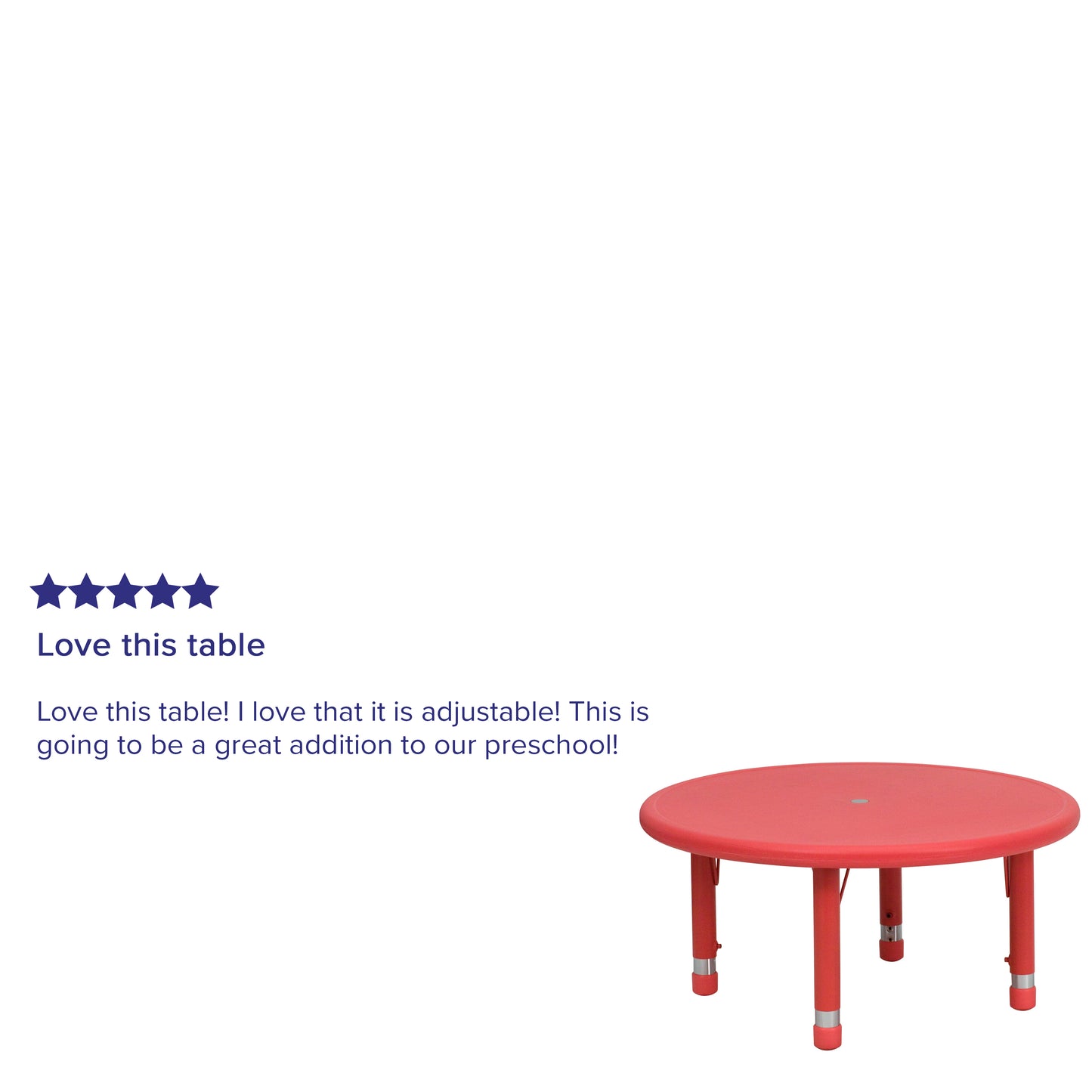Wren 33'' Round Red Plastic Height Adjustable Activity Table
