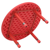 Wren 33'' Round Red Plastic Height Adjustable Activity Table