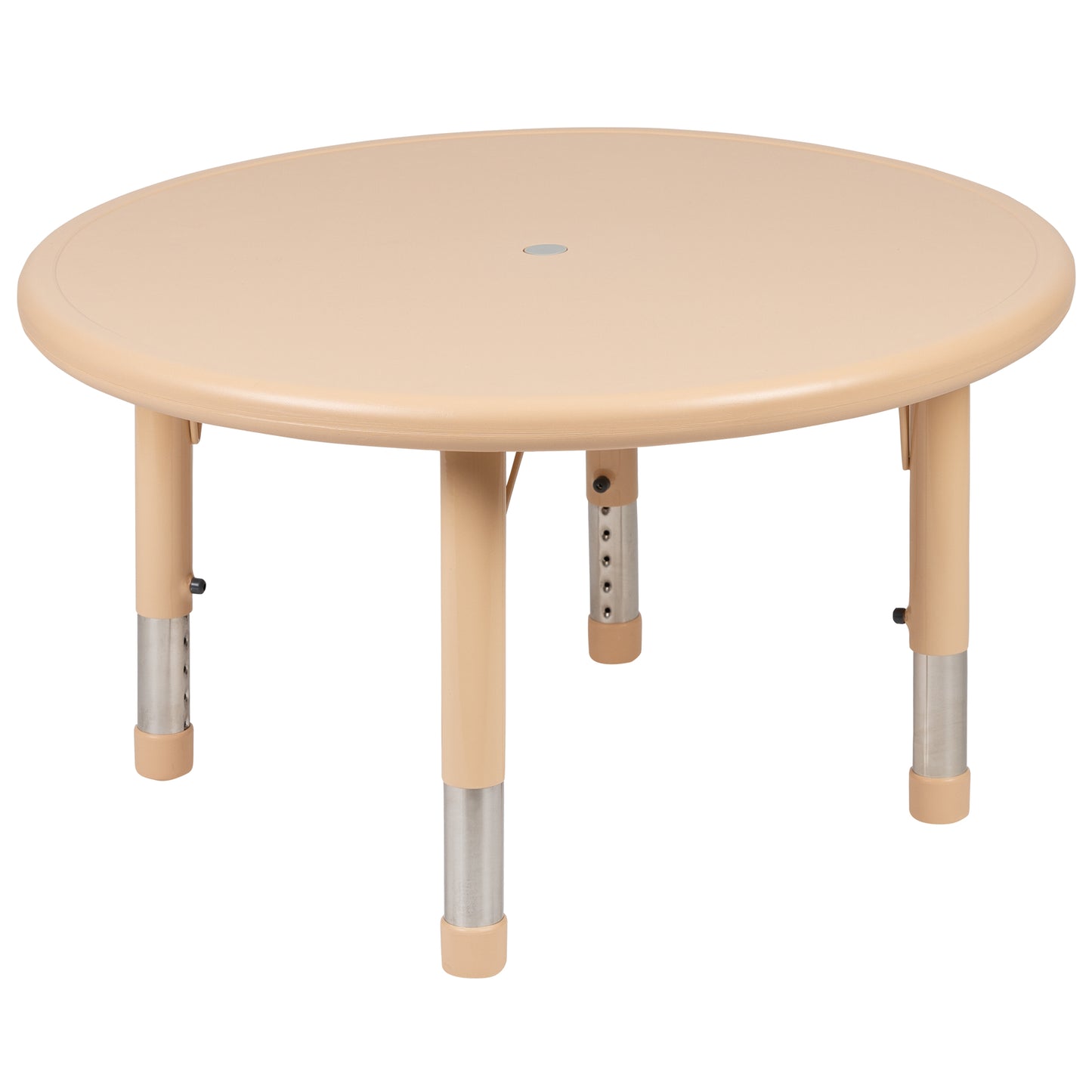 Emmy 33" Round Natural Plastic Height Adjustable Activity Table Set with 4 Chairs