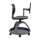 Laikyn Black Mobile Desk Chair with 360 Degree Tablet Rotation and Under Seat Storage Cubby