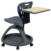 Laikyn Dark Gray Mobile Desk Chair with 360 Degree Tablet Rotation and Under Seat Storage Cubby