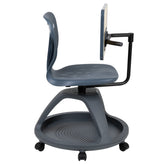 Laikyn Dark Gray Mobile Desk Chair with 360 Degree Tablet Rotation and Under Seat Storage Cubby