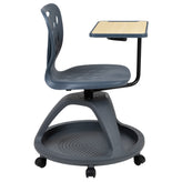 Laikyn Dark Gray Mobile Desk Chair with 360 Degree Tablet Rotation and Under Seat Storage Cubby
