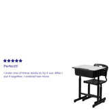 Nila Adjustable Height Student Desk and Chair with Black Pedestal Frame