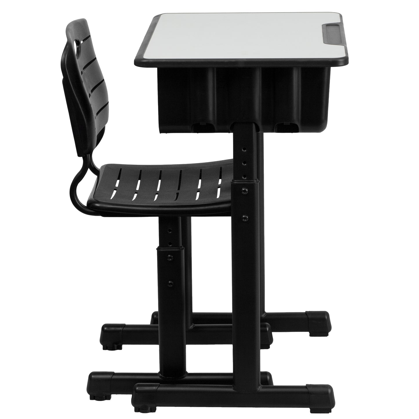 Nila Adjustable Height Student Desk and Chair with Black Pedestal Frame
