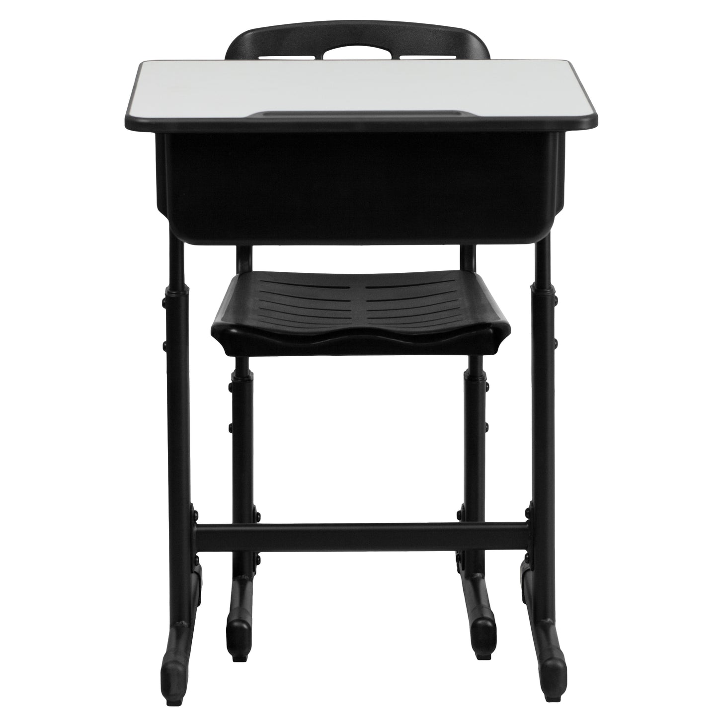 Nila Adjustable Height Student Desk and Chair with Black Pedestal Frame