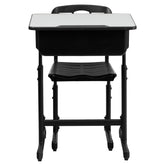 Nila Adjustable Height Student Desk and Chair with Black Pedestal Frame