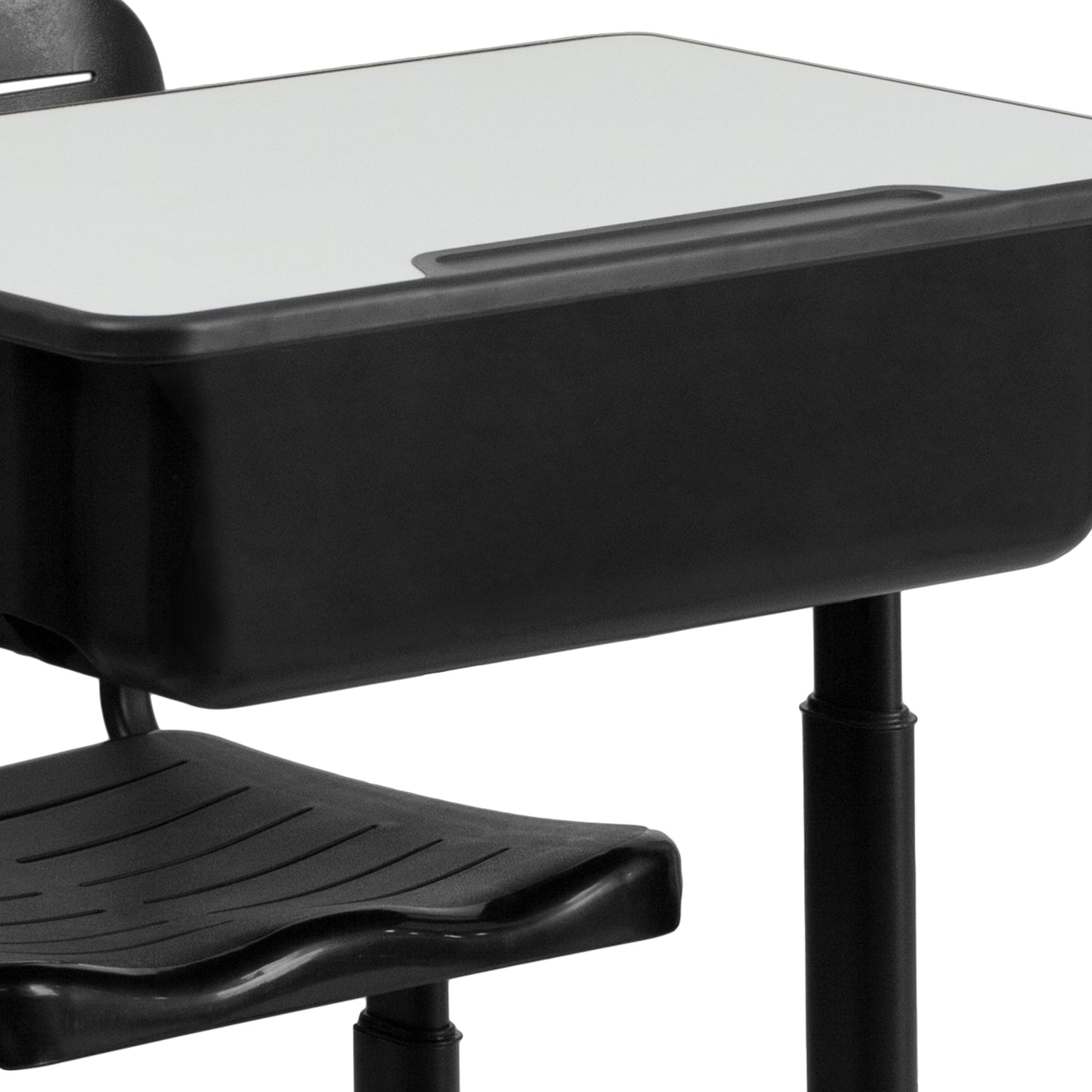 Nila Adjustable Height Student Desk and Chair with Black Pedestal Frame