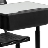 Nila Adjustable Height Student Desk and Chair with Black Pedestal Frame
