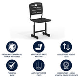 Nila Adjustable Height Black Student Chair with Black Pedestal Frame for School, Classroom, Remote Learning
