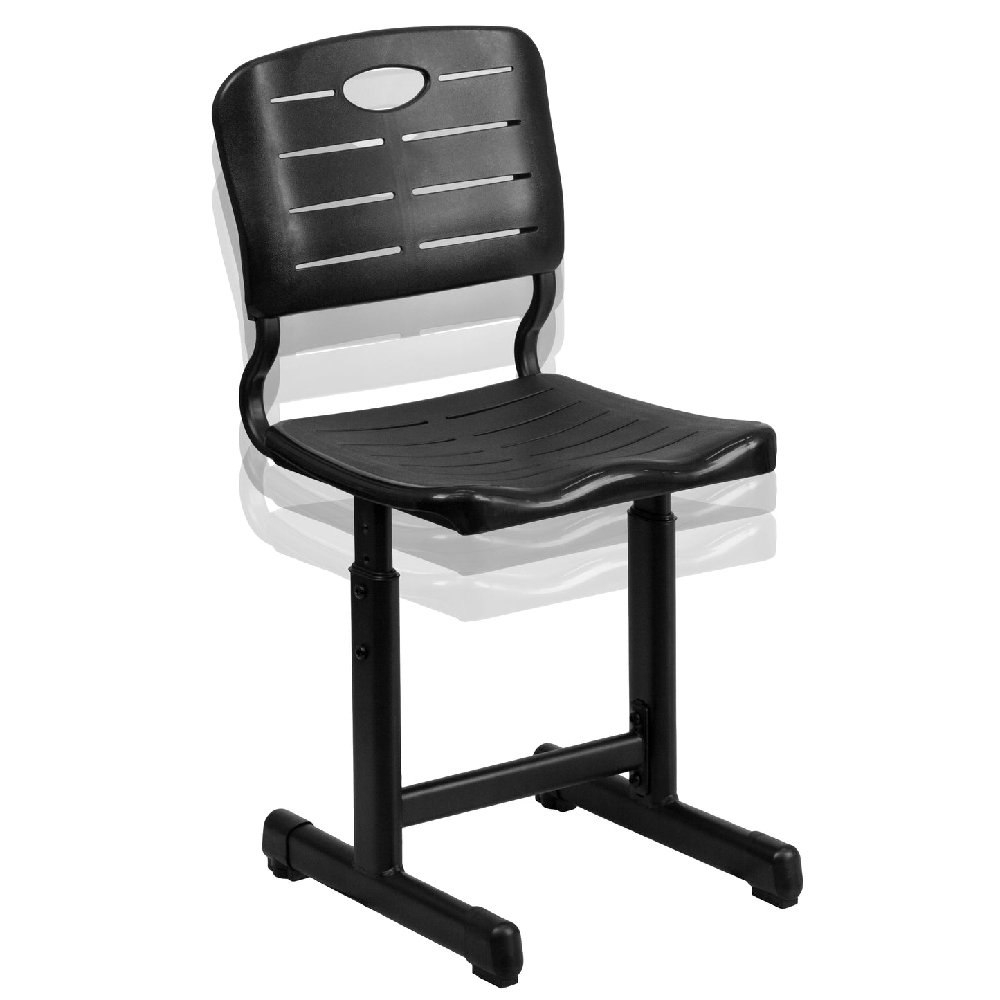 Nila Adjustable Height Black Student Chair with Black Pedestal Frame for School, Classroom, Remote Learning