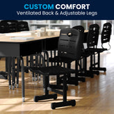 Nila Adjustable Height Black Student Chair with Black Pedestal Frame for School, Classroom, Remote Learning