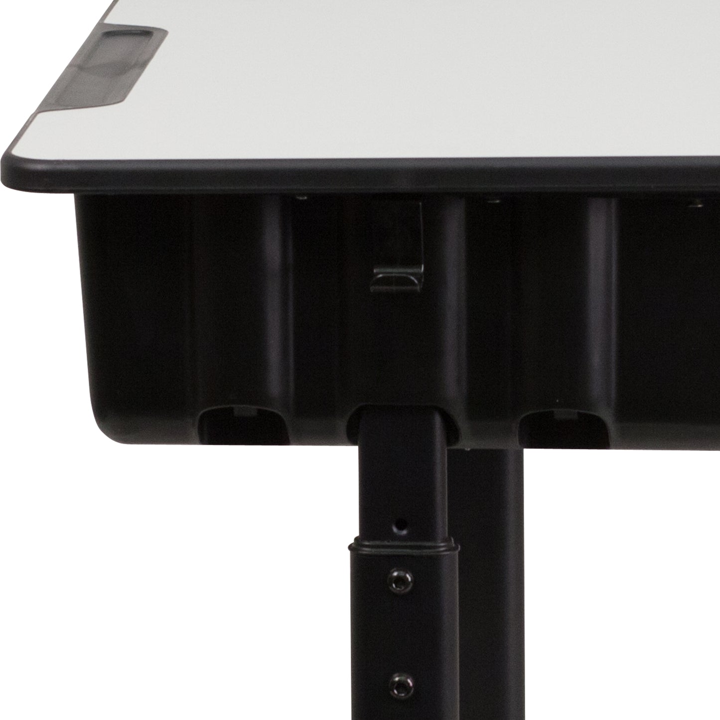 Billie Student Desk with Grey Top and Adjustable Height Black Pedestal Frame