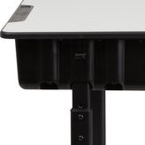 Billie Student Desk with Grey Top and Adjustable Height Black Pedestal Frame