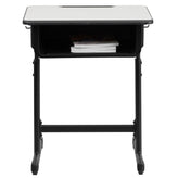 Billie Student Desk with Grey Top and Adjustable Height Black Pedestal Frame