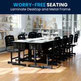 Billie Student Desk with Grey Top and Adjustable Height Black Pedestal Frame