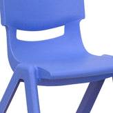 Emmy Adjustable Kids Activity Table Set – 23.6" x 47.25" Blue/Gray Plastic Table with 6 Blue Chairs – Classroom & Daycare Table for Toddlers & Kids